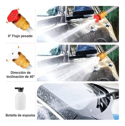 Hidrolavadora Inalámbrica 450 PSI con 2 Baterías y Boquilla 6 en 1