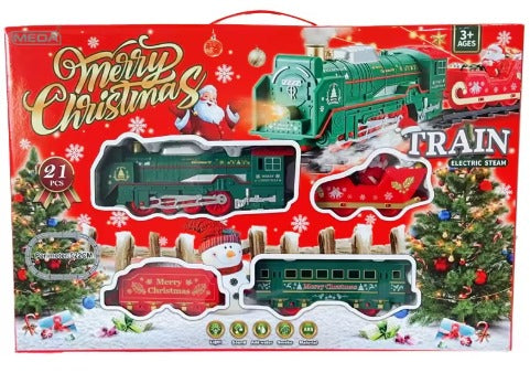 Tren Navideño Eléctrico con Humo, Luces y Sonido 30 Piezas Merry Christmas
