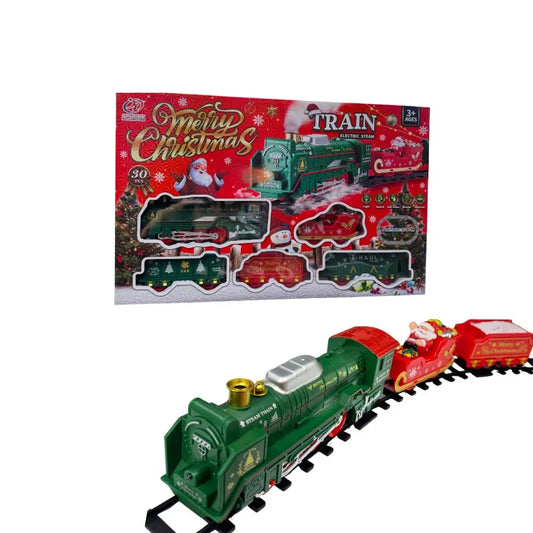 Tren Navideño Eléctrico con Humo, Luces y Sonido 30 Piezas Merry Christmas