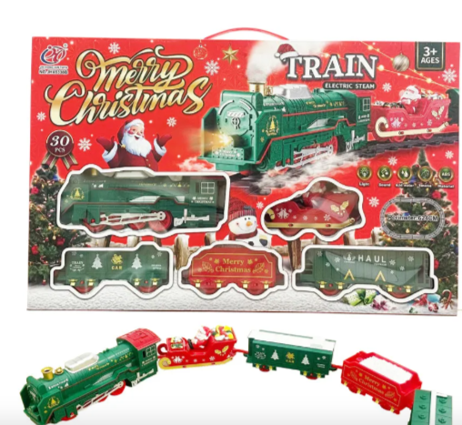 Tren Navideño Eléctrico con Humo, Luces y Sonido 30 Piezas Merry Christmas