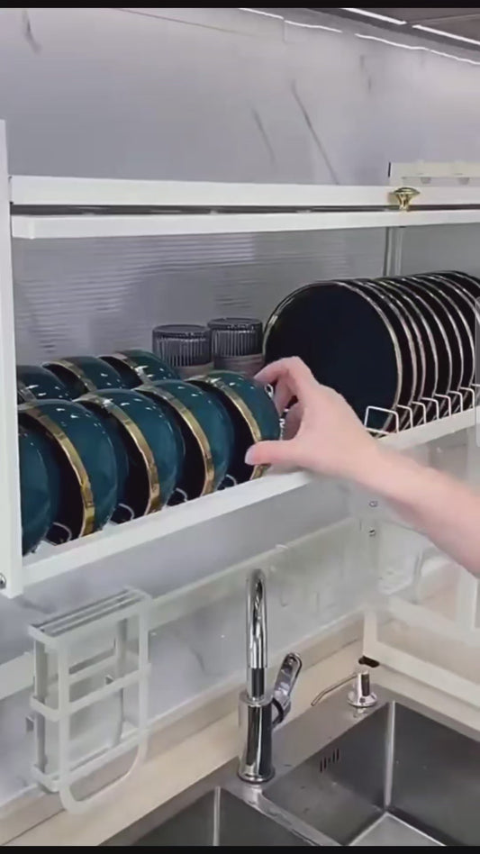 Escurridor de Platos con Tapa Deslizante 65 cm Organizador de Cocina Premium